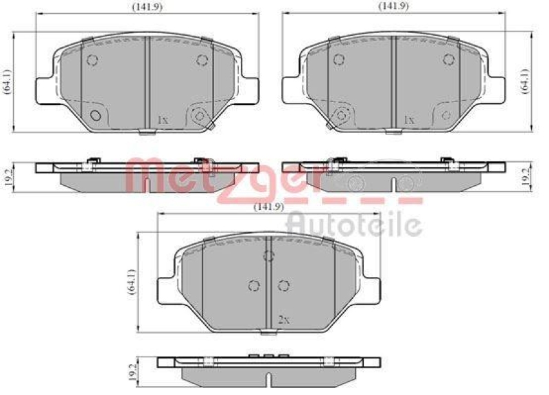 METZGER 1170880 Bremsbelagsatz, Scheibenbremse WVA 22 138