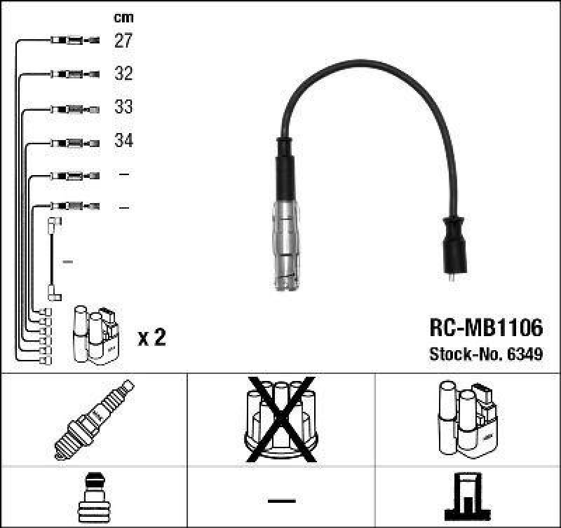 NGK 6349 Z&uuml;ndleitungssatz RC-MB1106 |Z&uuml;ndkabel