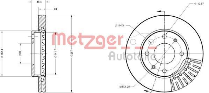 METZGER 6110433 Bremsscheibe