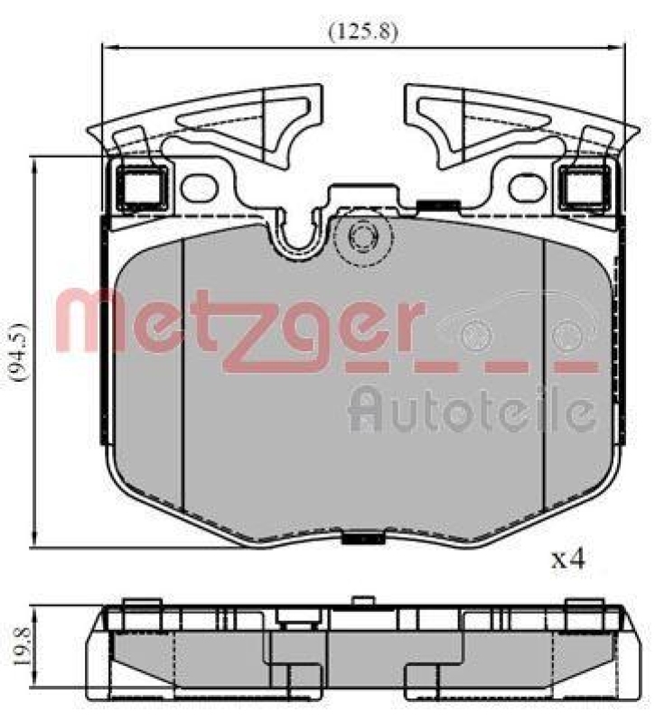 METZGER 1170888 Bremsbelagsatz, Scheibenbremse WVA 22 425
