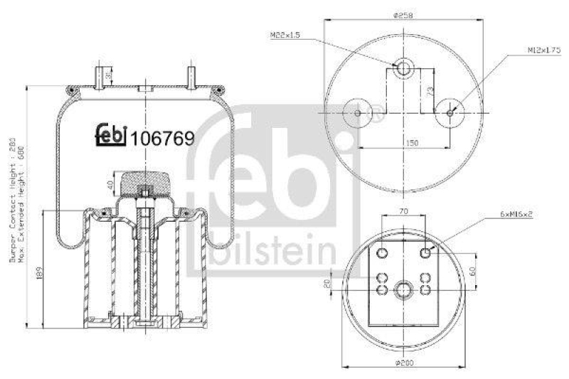 FEBI BILSTEIN 106769 Luftfederbalg mit Kunststoffkolben und Kolbenstange