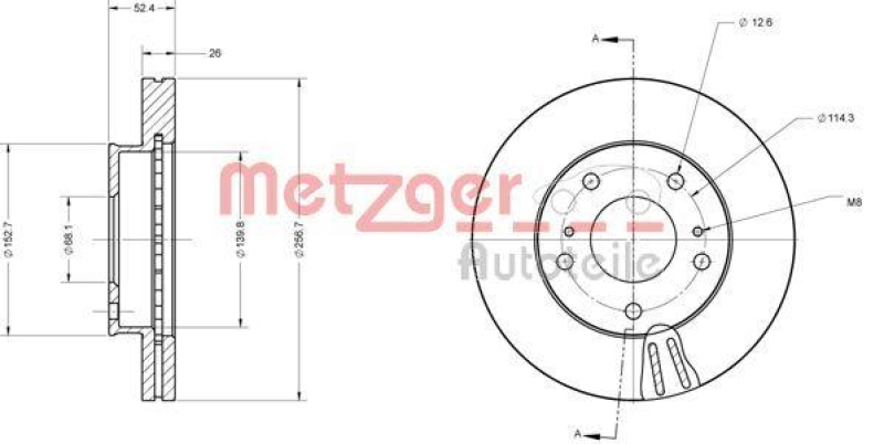 METZGER 6110702 Bremsscheibe Lack/Ks f&uuml;r NISSAN VA