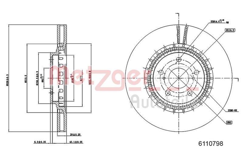 METZGER 6110798 Bremsscheibe Lack/Ks f&uuml;r TOYOTA VA