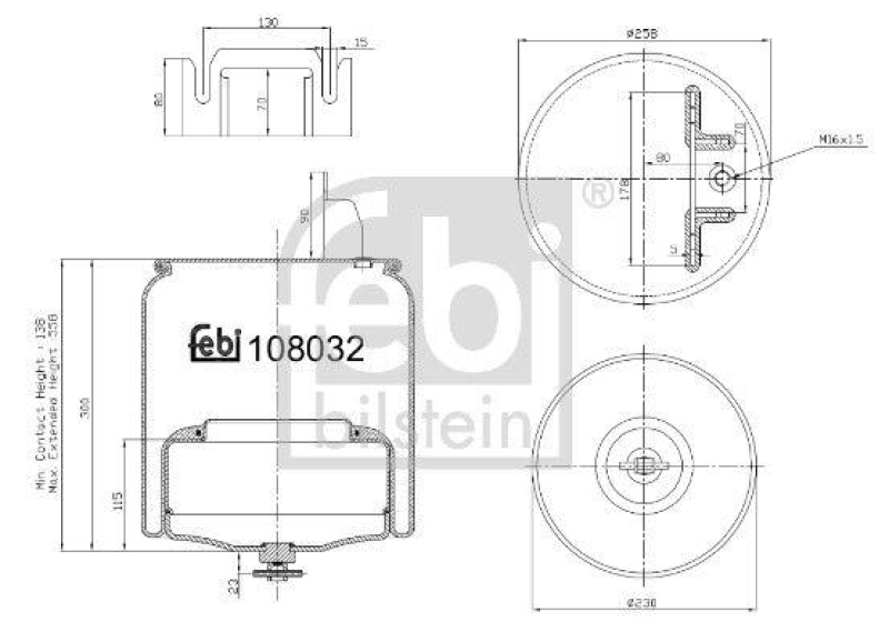FEBI BILSTEIN 108032 Luftfederbalg mit Stahlkolben für Volvo