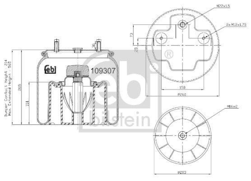 FEBI BILSTEIN 109307 Luftfederbalg mit Kunststoffkolben