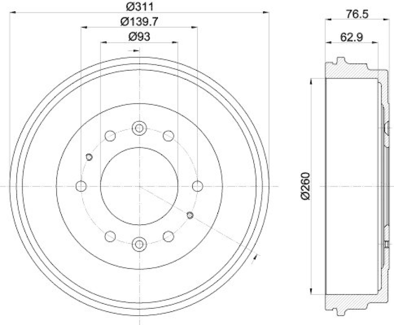 HELLA 8DT 355 301-841 Bremstrommel f&uuml;r MAZDA/KIA/FORD