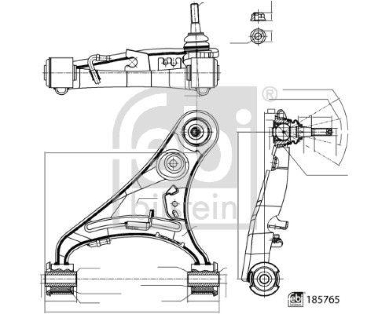 FEBI BILSTEIN 185765 Querlenker mit Lagern, Gelenk und Sicherungsmutter f&uuml;r Land Rover