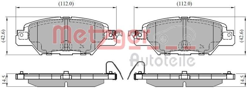 METZGER 1170920 Bremsbelagsatz, Scheibenbremse WVA 22 332