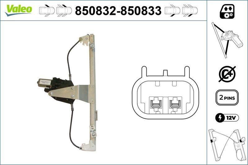 VALEO 850832 Fensterheber vorne links FIAT DOBLO