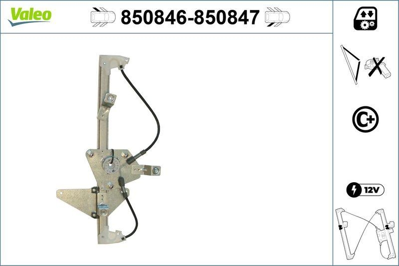 VALEO 850846 Fensterheber (ohne Motor) hinten links PEUGEOT