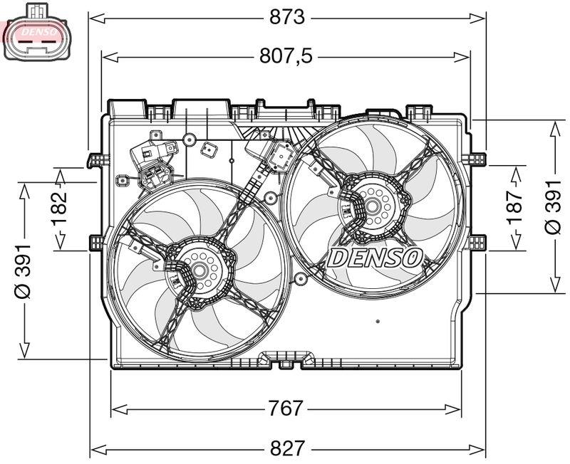 DENSO DER09310 K&uuml;hlerl&uuml;fter FIAT DUCATO Platform/Chassis (250_, 290_) 3.0 D Multijet 160 3.0 (00-)