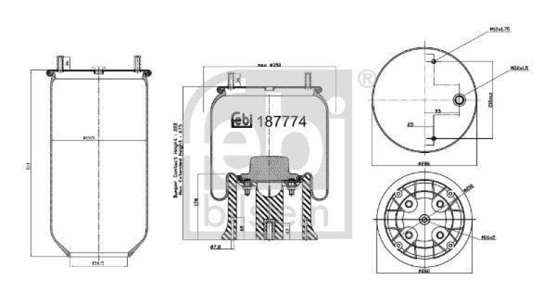 FEBI BILSTEIN 187774 Luftfederbalg mit Kunststoffkolben für Sauer