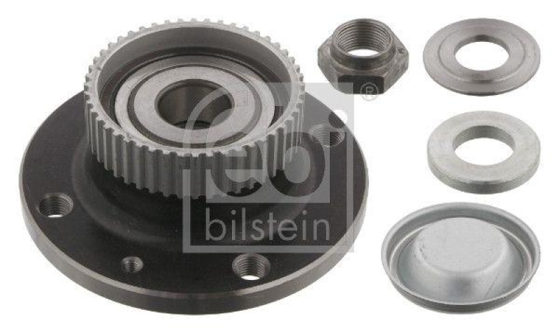 FEBI BILSTEIN 34923 Radlagersatz mit Radnabe, ABS-Impulsring und Anbaumaterial f&uuml;r Peugeot