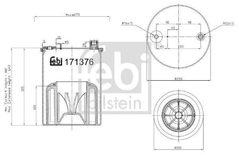 FEBI BILSTEIN 171376 Luftfederbalg mit Kunststoffkolben für Mercedes-Benz