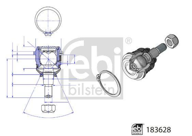 FEBI BILSTEIN 183628 Traggelenk f&uuml;r Querlenker f&uuml;r HYUNDAI