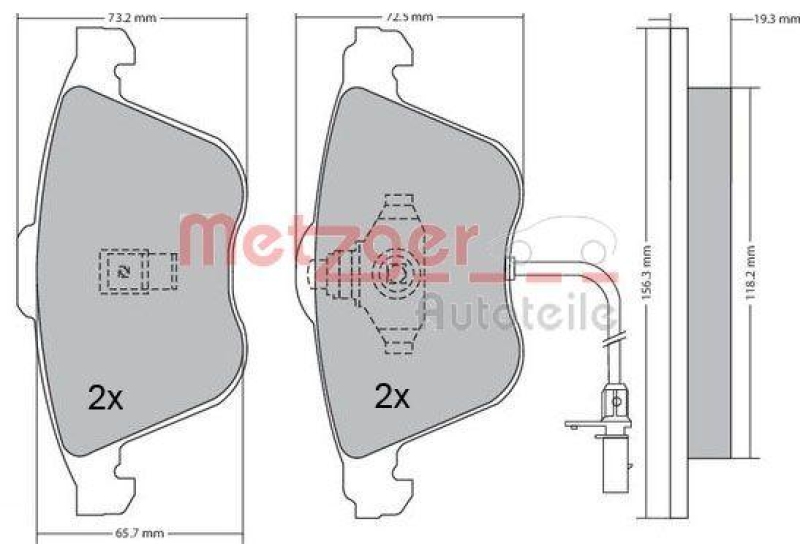 METZGER 1170268 Bremsbelagsatz, Scheibenbremse WVA 23 762