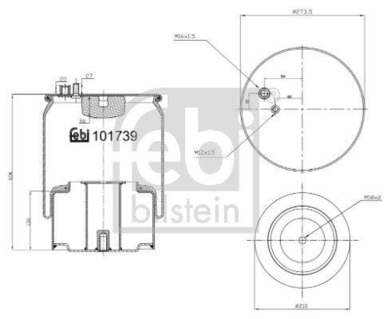 FEBI BILSTEIN 101739 Luftfederbalg mit Stahlkolben für M A N