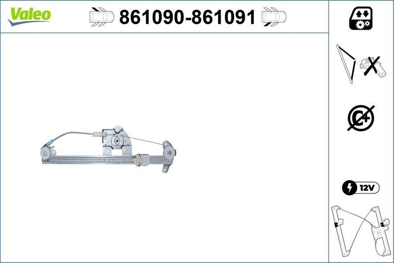 VALEO 861090 Fensterheber Nur Mechanismus RL Mercedes