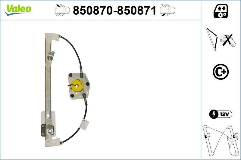 VALEO 850870 Fensterheber (ohne Motor) hinten links SKODA