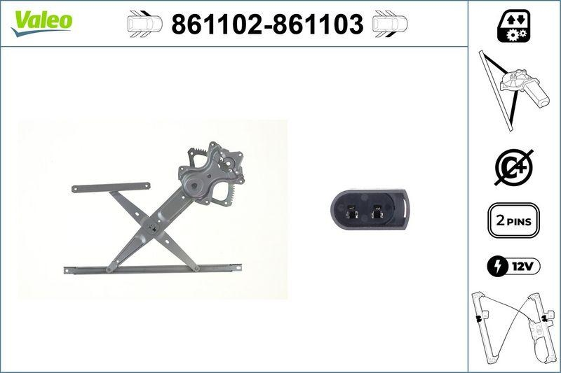 VALEO 861103 Fensterhebersystem ohneKomfort FR Ford