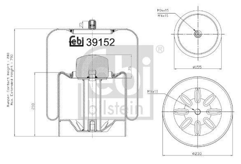FEBI BILSTEIN 39152 Luftfederbalg mit Stahlkolben für Mercedes-Benz