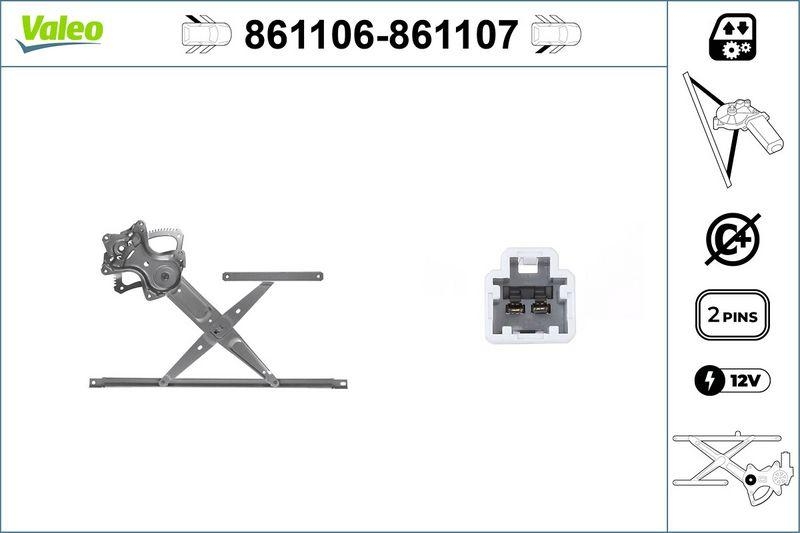 VALEO 861106 Fensterhebersystem ohneKomfort RL