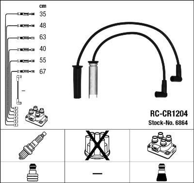 NGK 6864 Z&uuml;ndleitungssatz RC-CR1204 |Z&uuml;ndkabel