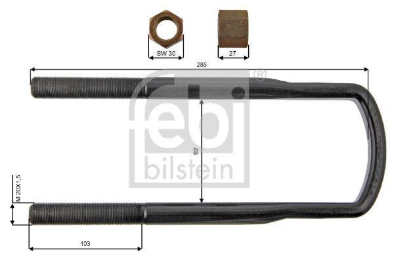FEBI BILSTEIN 39172 Federb&uuml;gel mit Mutternuniversell verwendbar
