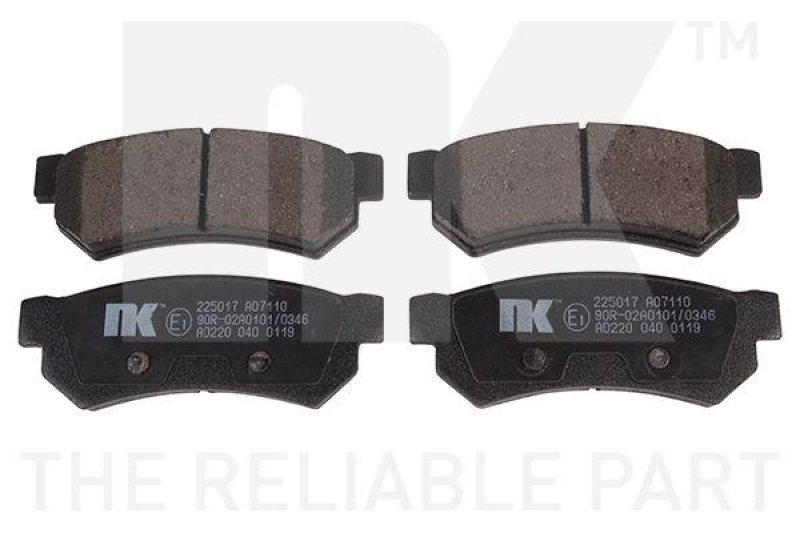 NK 225017 Bremsbelagsatz, Scheibenbremse f&uuml;r CHEVROLET, DAEWOO
