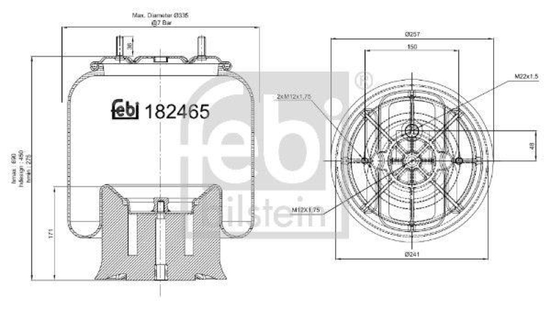 FEBI BILSTEIN 182465 Luftfederbalg mit Kunststoffkolben für VALX