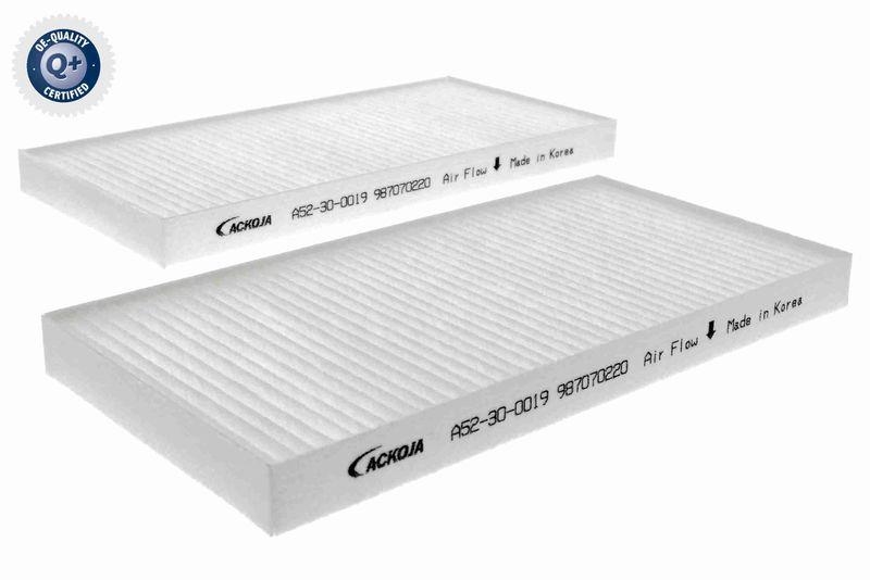 ACKOJA A52-30-0019 Filter, Innenraumluft 216x107x17 mm, Textilrahmen für HYUNDAI