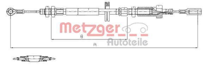 METZGER 1171.7 Seilzug, Feststellbremse f&uuml;r CITROEN/FIAT/PEUGEOT vorne
