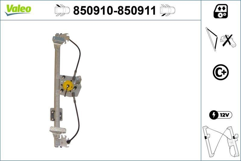VALEO 850910 Fensterheber (o. Motor) hinten links OPEL