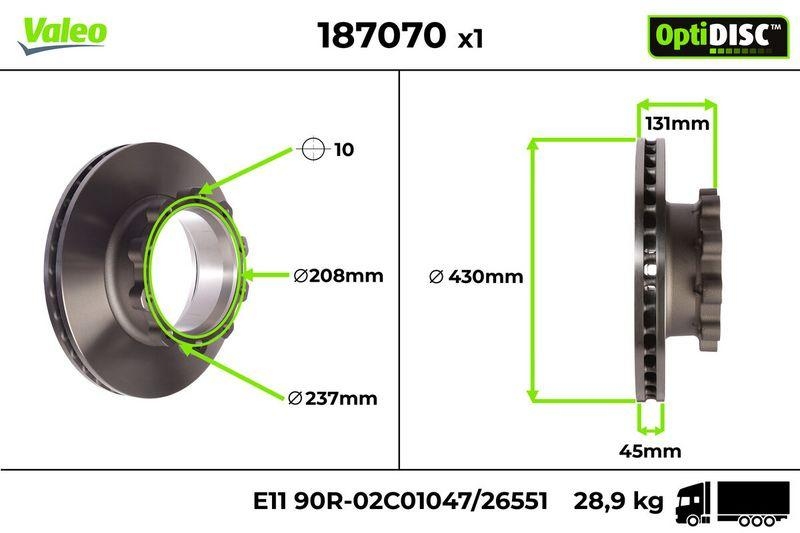 VALEO 187070 Bremsscheibe