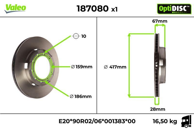VALEO 187080 Bremsscheibe