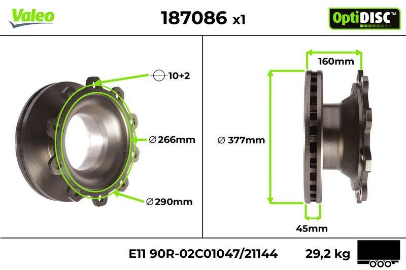 VALEO 187086 Bremsscheibe