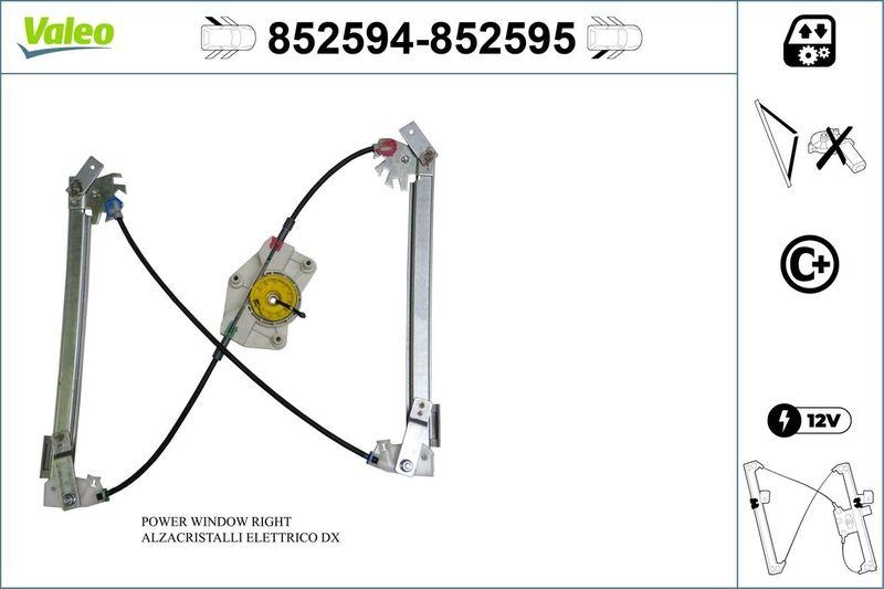 VALEO 852594 Fensterheber Mecha RL PORSCHE