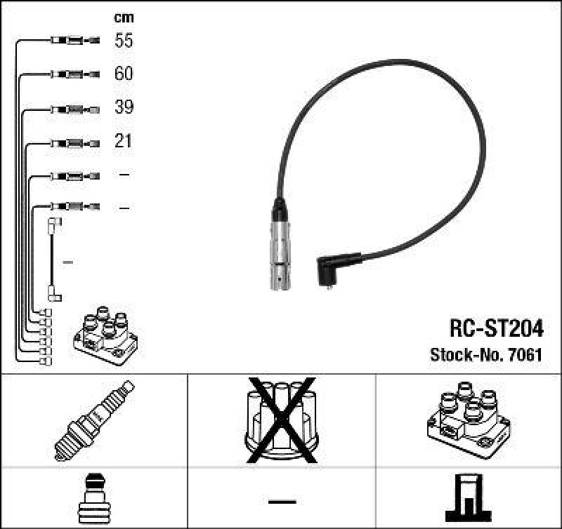 NGK 7061 Z&uuml;ndleitungssatz RC-ST204 |Z&uuml;ndkabel