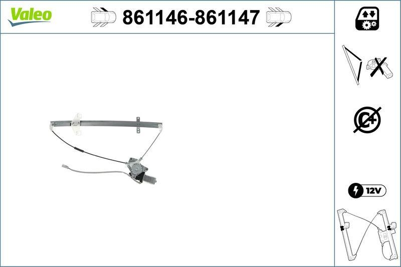 VALEO 861147 Fensterheber Nur Mechanismus FR Toyota