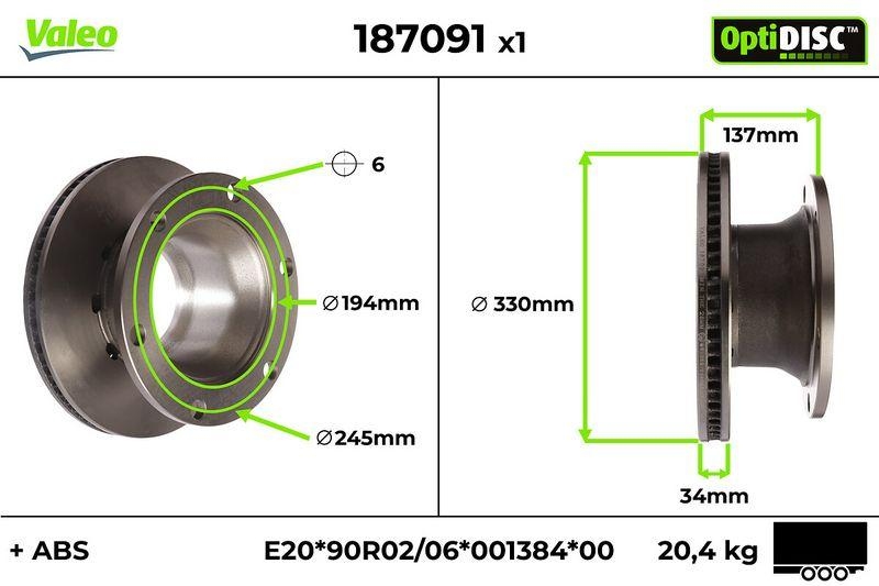 VALEO 187091 Bremsscheibe