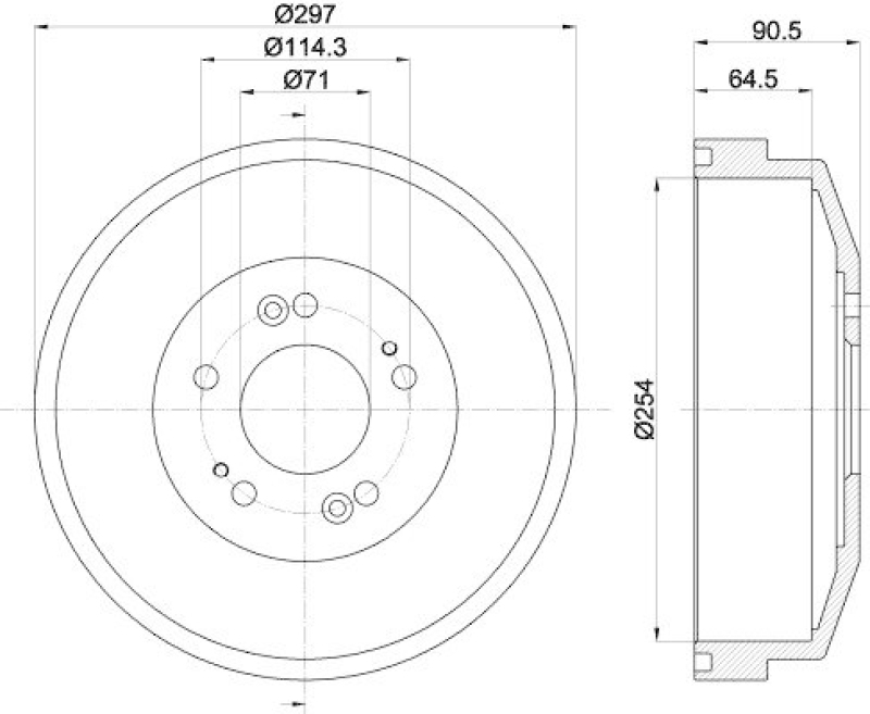 HELLA 8DT 355 300-871 Bremstrommel f&uuml;r KIA