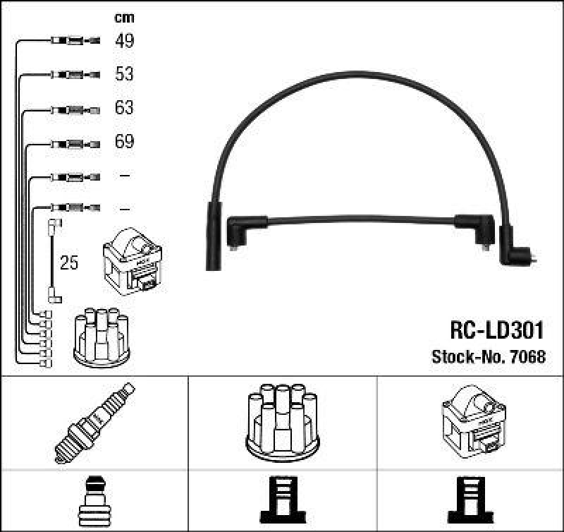 NGK 7068 Z&uuml;ndleitungssatz RC-LD301 |Z&uuml;ndkabel