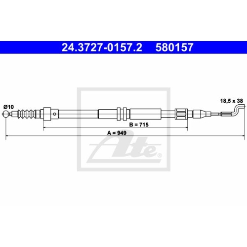 ATE 24.3727-0157.2 Bremsseil f&uuml;r VW TRAPO T4 90- TRANSPORTER