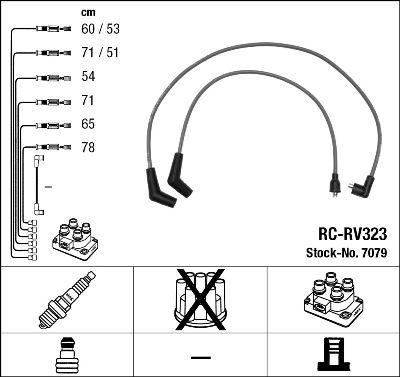NGK 7079 Z&uuml;ndleitungssatz RC-RV323 |Z&uuml;ndkabel