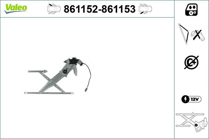 VALEO 861153 Fensterheber Nur Mechanismus RR Toyota
