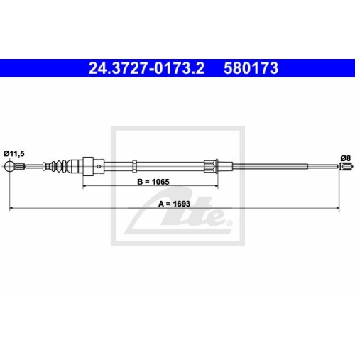 ATE 24.3727-0173.2 Bremsseil f&uuml;r AUDI SEAT SKODA VW