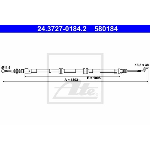 ATE 24.3727-0184.2 Bremsseil f&uuml;r VW