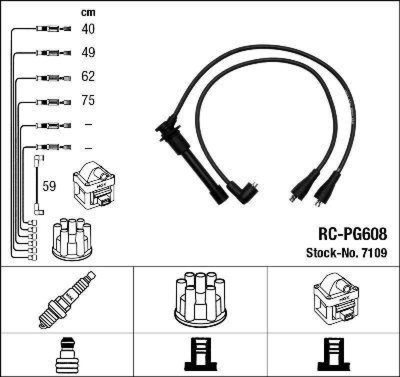 NGK 7109 Z&uuml;ndleitungssatz RC-PG608 |Z&uuml;ndkabel