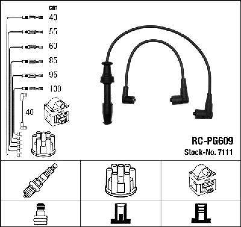 NGK 7111 Z&uuml;ndleitungssatz RC-PG609 |Z&uuml;ndkabel