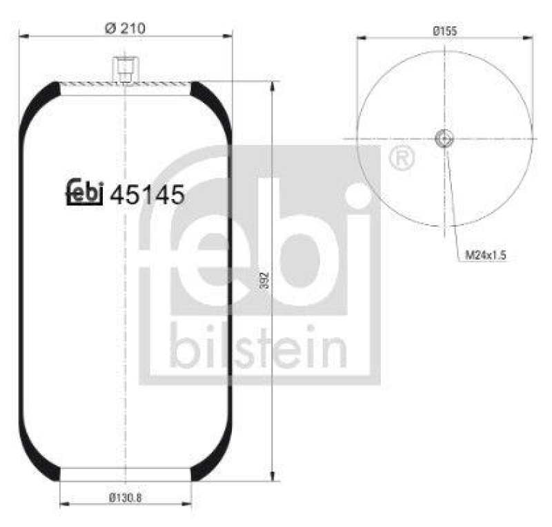 FEBI BILSTEIN 45145 Luftfederbalg ohne Kolben für EVOBUS